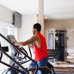 man exercising in gym