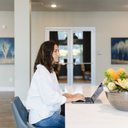 woman working in clubhouse