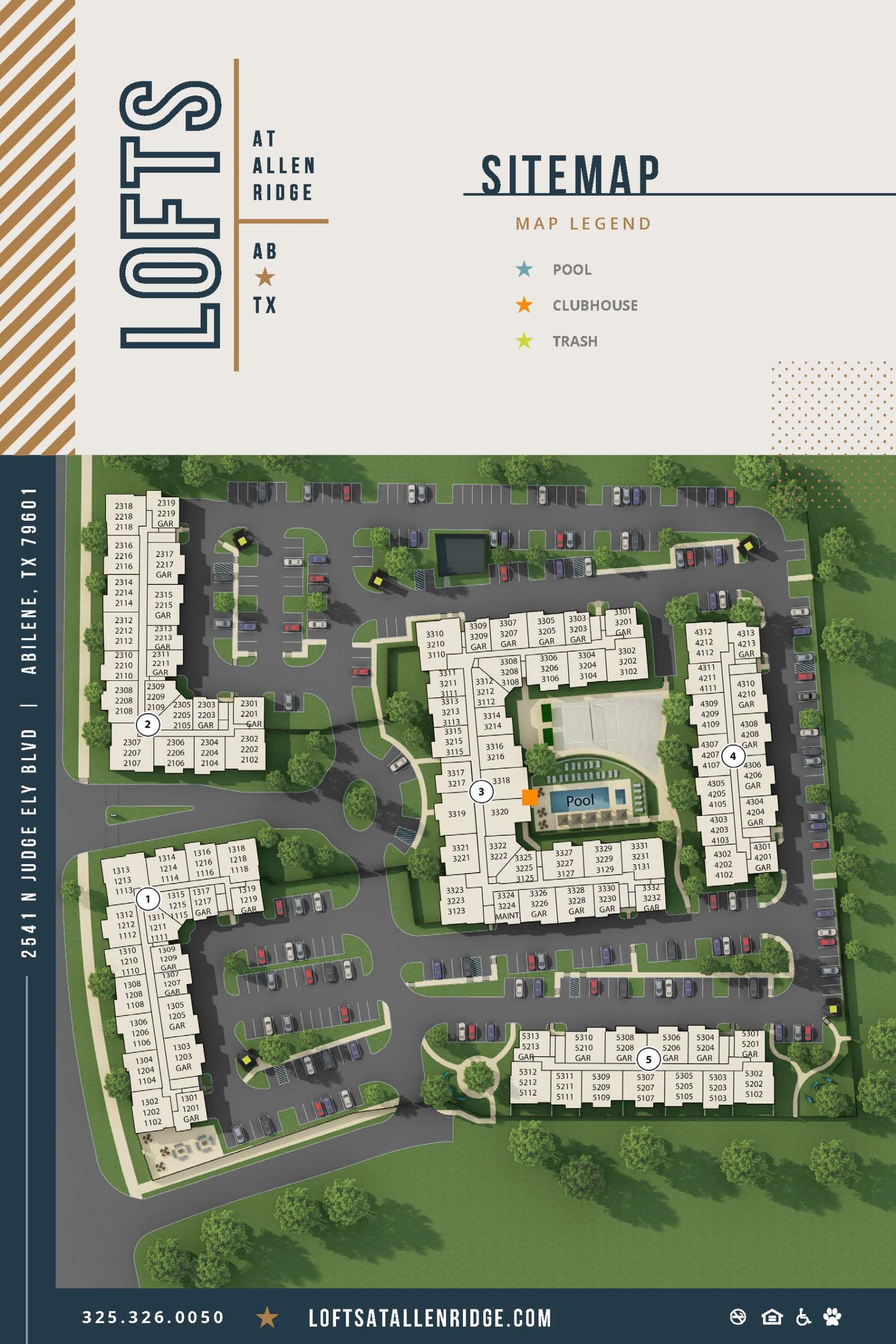 a map of the new apartment complex at The Lofts at Allen Ridge